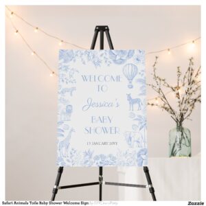 Safari Animals Toile Baby Shower Welcome Sign