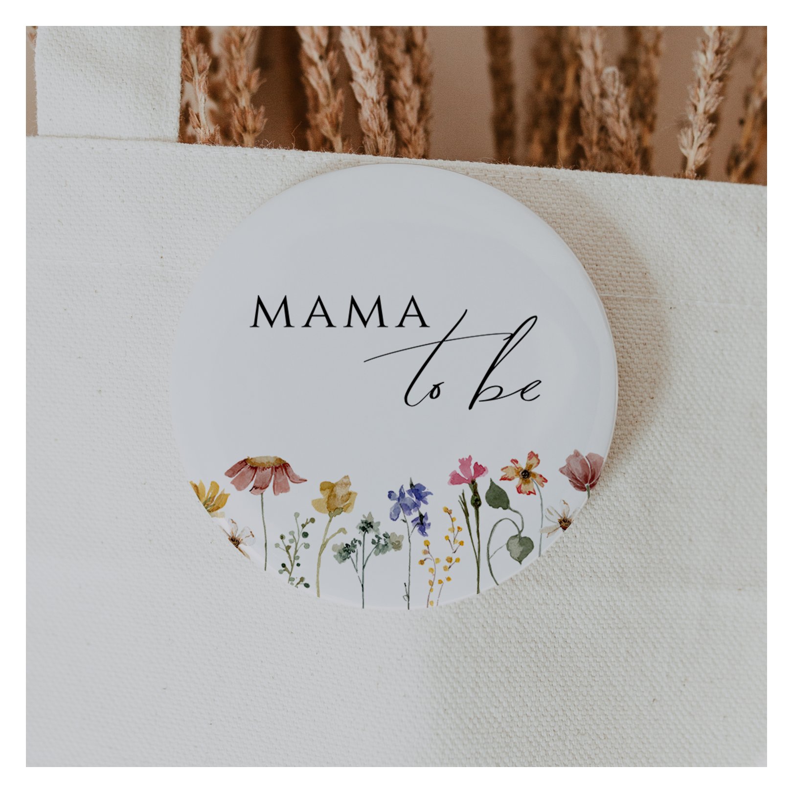 Colorful Wildflower Mama To Be Button