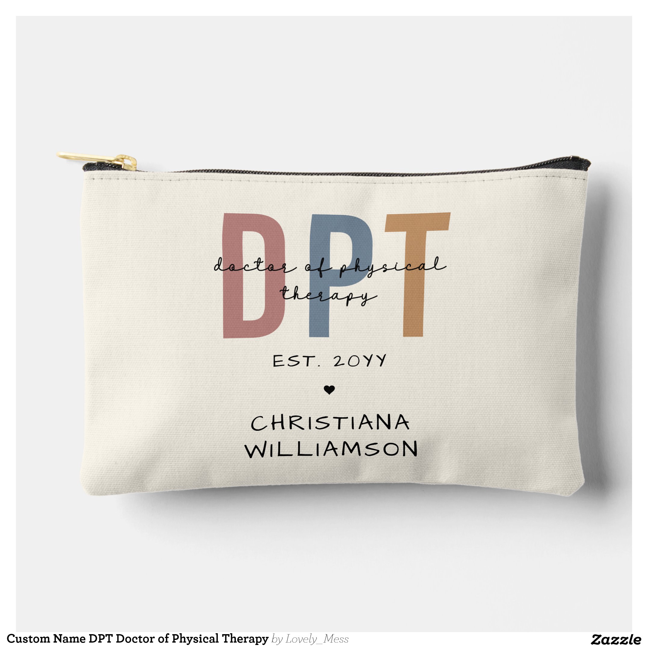 Custom Name DPT Doctor of Physical Therapy Accessory Pouch