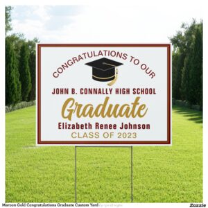 Maroon Gold Congratulations Graduate Custom Yard Sign