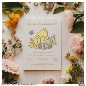 Classic Pooh We Can Bearly Wait Baby Shower Invitation