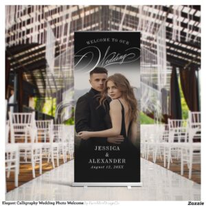 Elegant Calligraphy Wedding Photo Welcome Retractable Banner