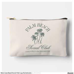 Retro Luxe Beach Social Club Logo Bachelorette Accessory Pouch