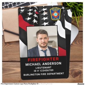 Fire Department Custom Logo Photo Firefighter ID Badge