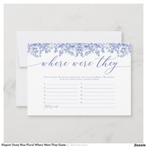 Elegant Dusty Blue Floral Where Were They Game Invitation