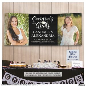 CONGRATS GRADS 2 Photos Script Your Color Banner