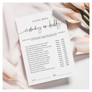 EMERY Whimsi Mommy or Daddy Baby Shower Game Card