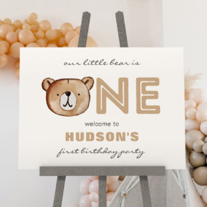 Bear Birthday Welcome Sign Bearly One Party