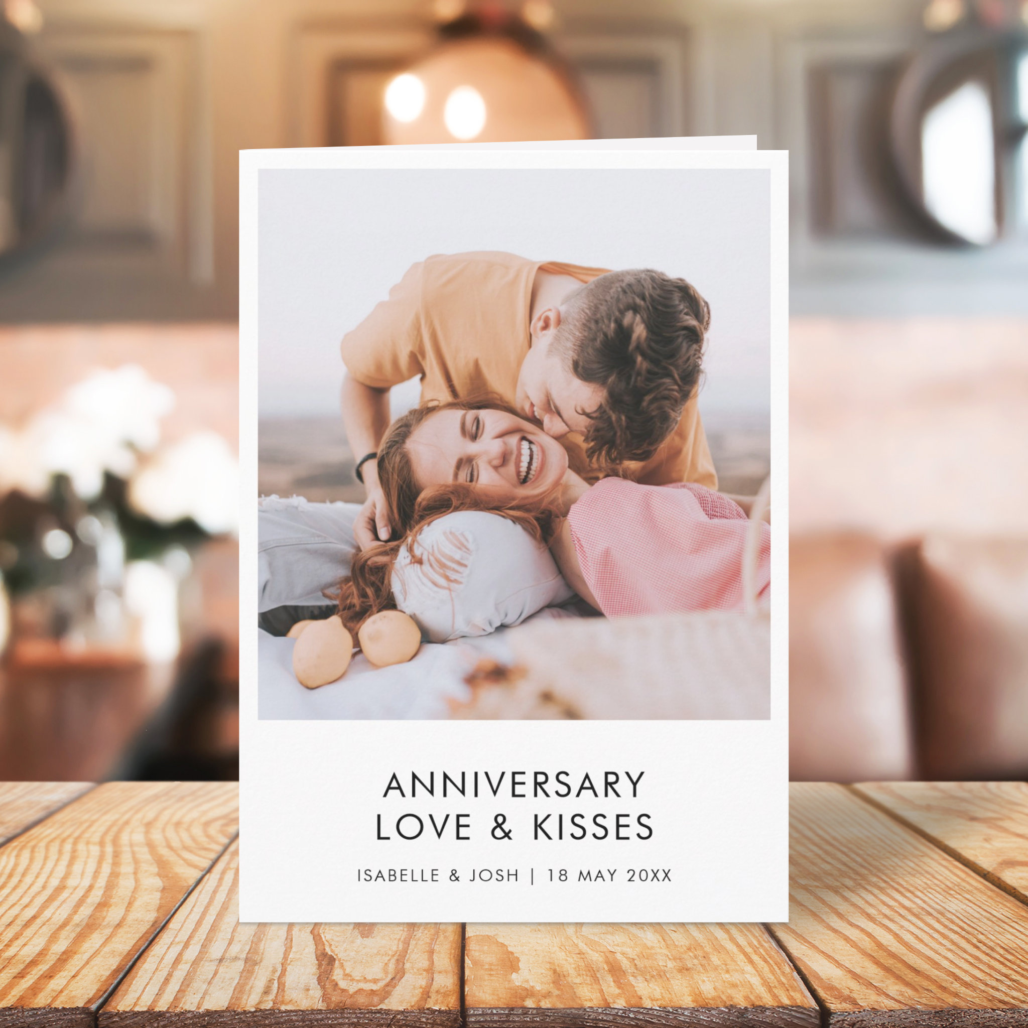 Anniversary Modern Photo Love Kisses Stylish Card