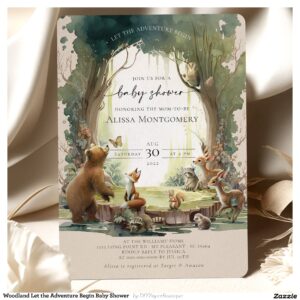 Woodland Let the Adventure Begin Baby Shower Invitation