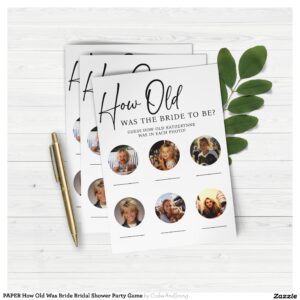PAPER How Old Was Bride Bridal Shower Party Game