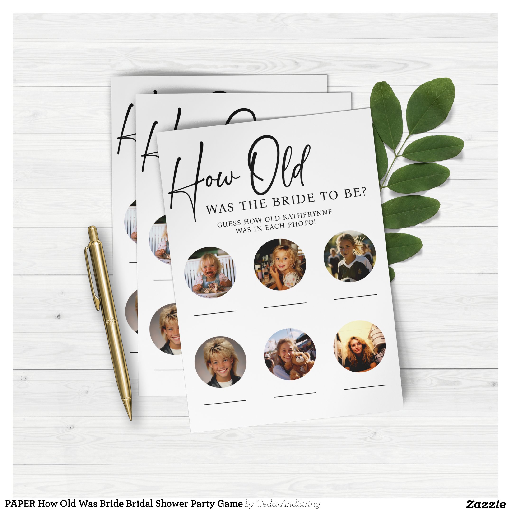 PAPER How Old Was Bride Bridal Shower Party Game