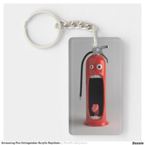 Screaming Fire Extinguisher Acrylic Keychain