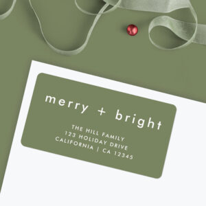 Merry and Bright Green Christmas Return Address Label