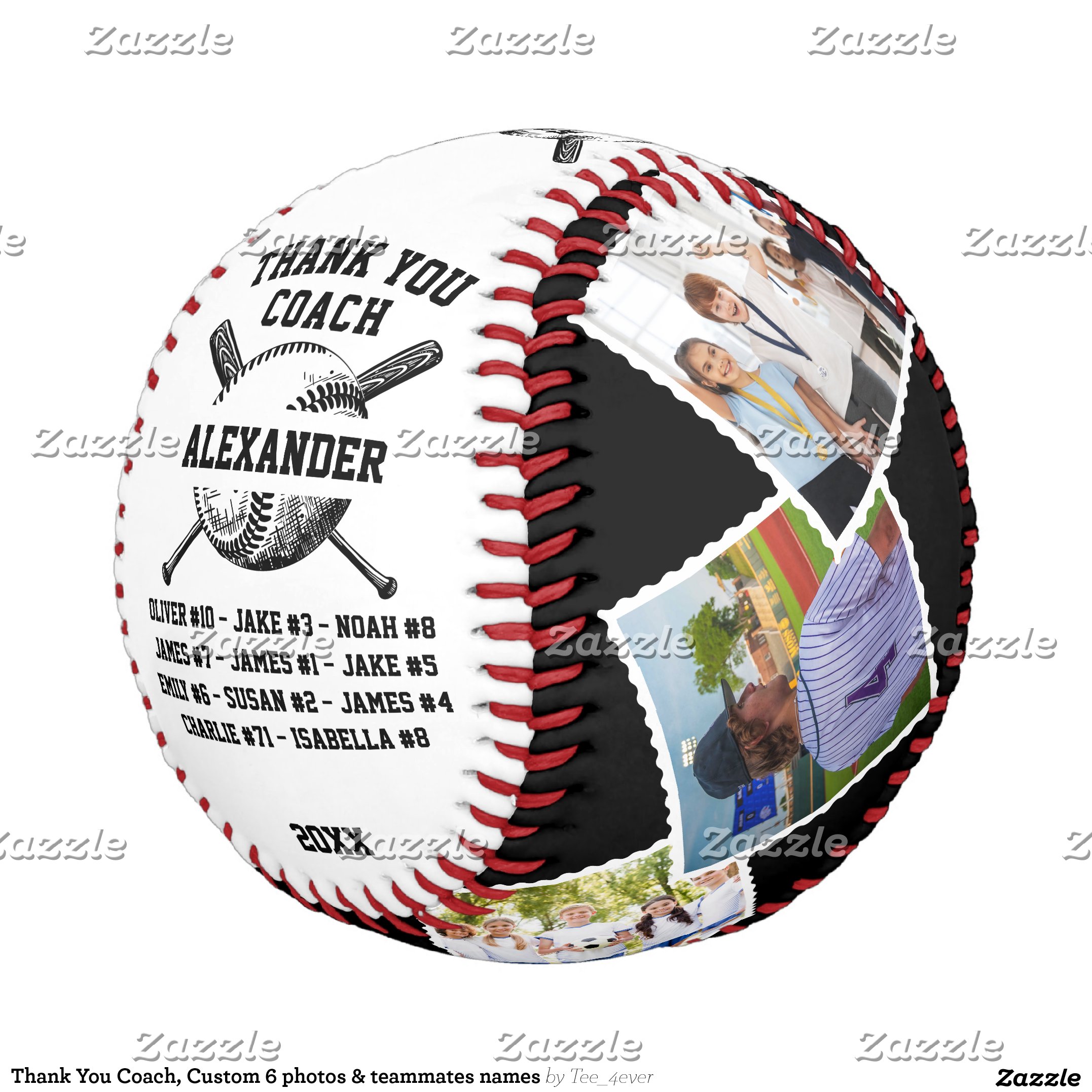 Thank You Coach, Custom 6 photos & teammates names Baseball