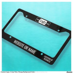 Custom Logo, 2 Lines Text, Change Background Color License Plate Frame