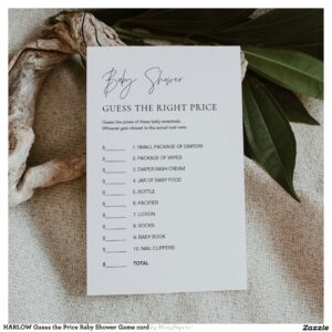 HARLOW Guess the Price Baby Shower Game card