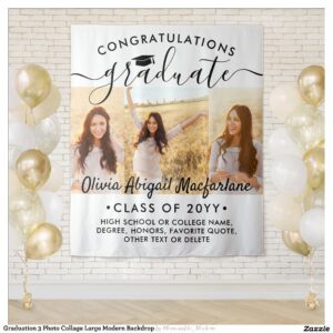 Graduation 3 Photo Collage Large Modern Backdrop