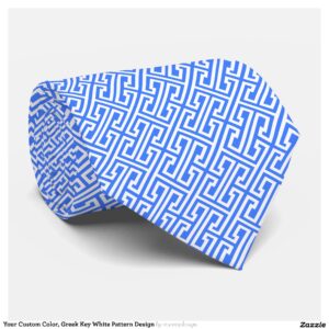 Your Custom Color, Greek Key White Pattern Design Neck Tie