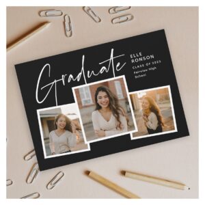 Modern Script Graduate Photo Collage Graduation Invitation