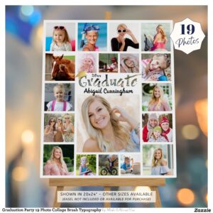 Graduation Party 19 Photo Collage Brush Typography Foam Board
