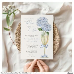 Blue Hydrangea Something Blue Bridal Shower Invitation