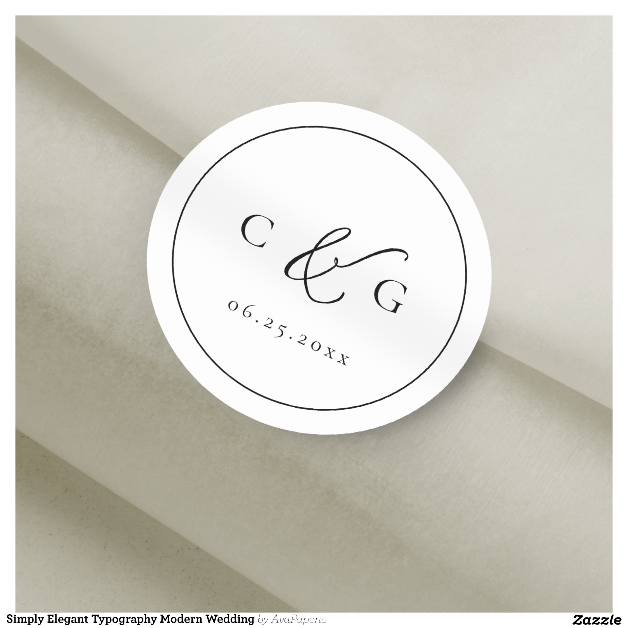 Simply Elegant Typography Modern Wedding Classic Round Sticker