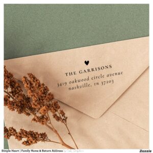 Simple Heart Family Name & Return Address Self-inking Stamp