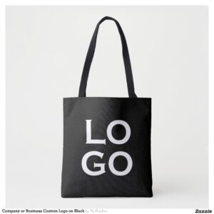 Company or Business Custom Logo on Black Tote Bag