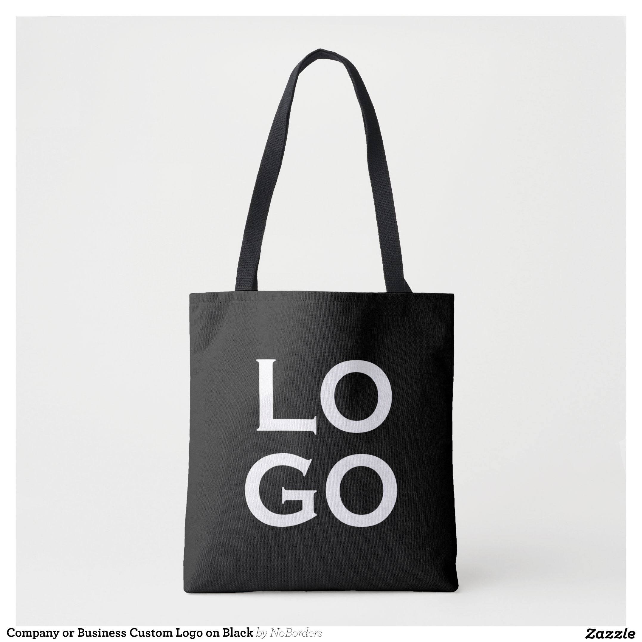 Company or Business Custom Logo on Black Tote Bag