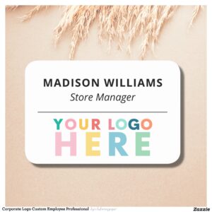 Corporate Logo Custom Employee Professional Name Tag