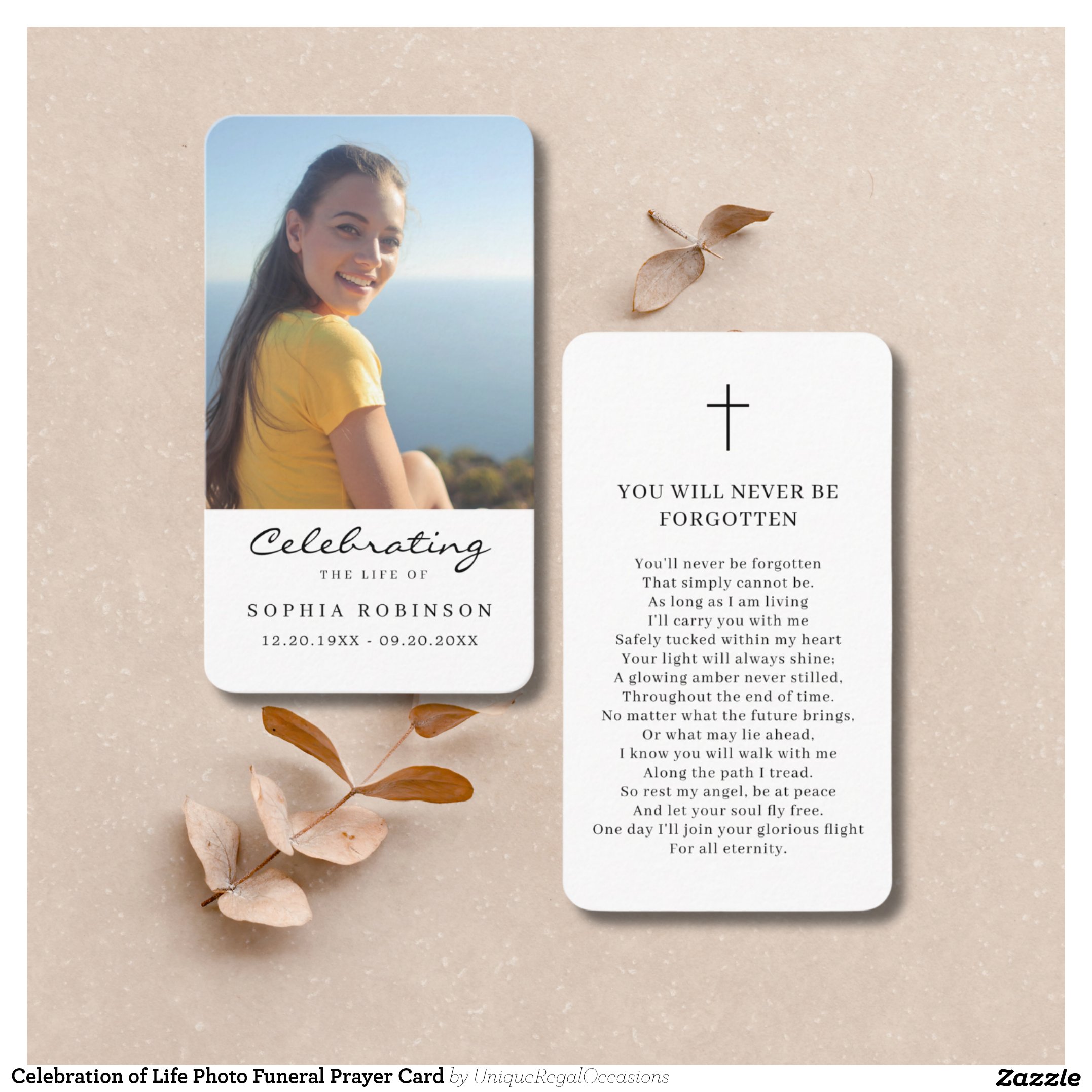 Celebration of Life Photo Funeral Prayer Card