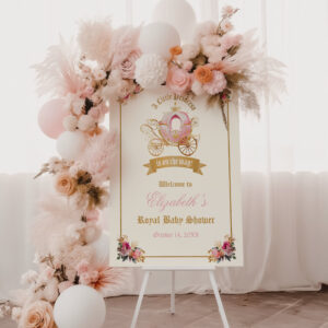 Pink Carriage Princess Baby Shower Welcome Foam Board
