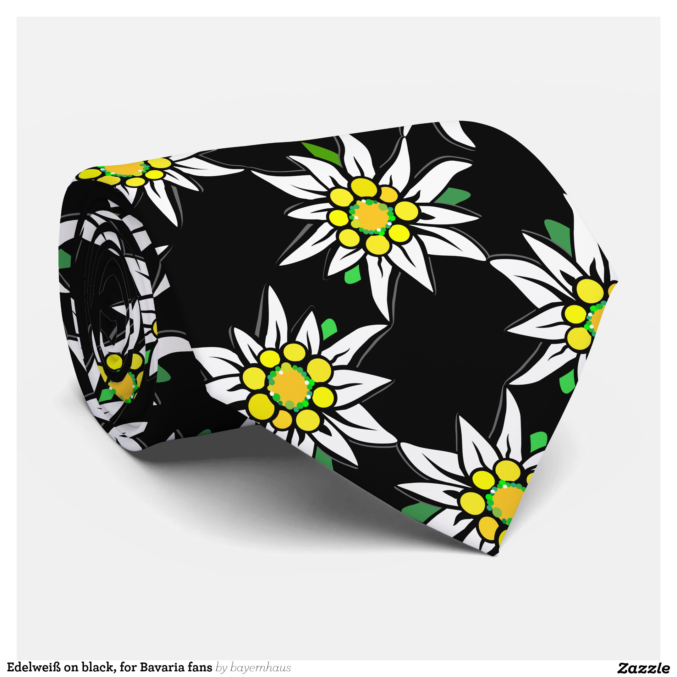Edelwei? on black, for Bavaria fans Neck Tie