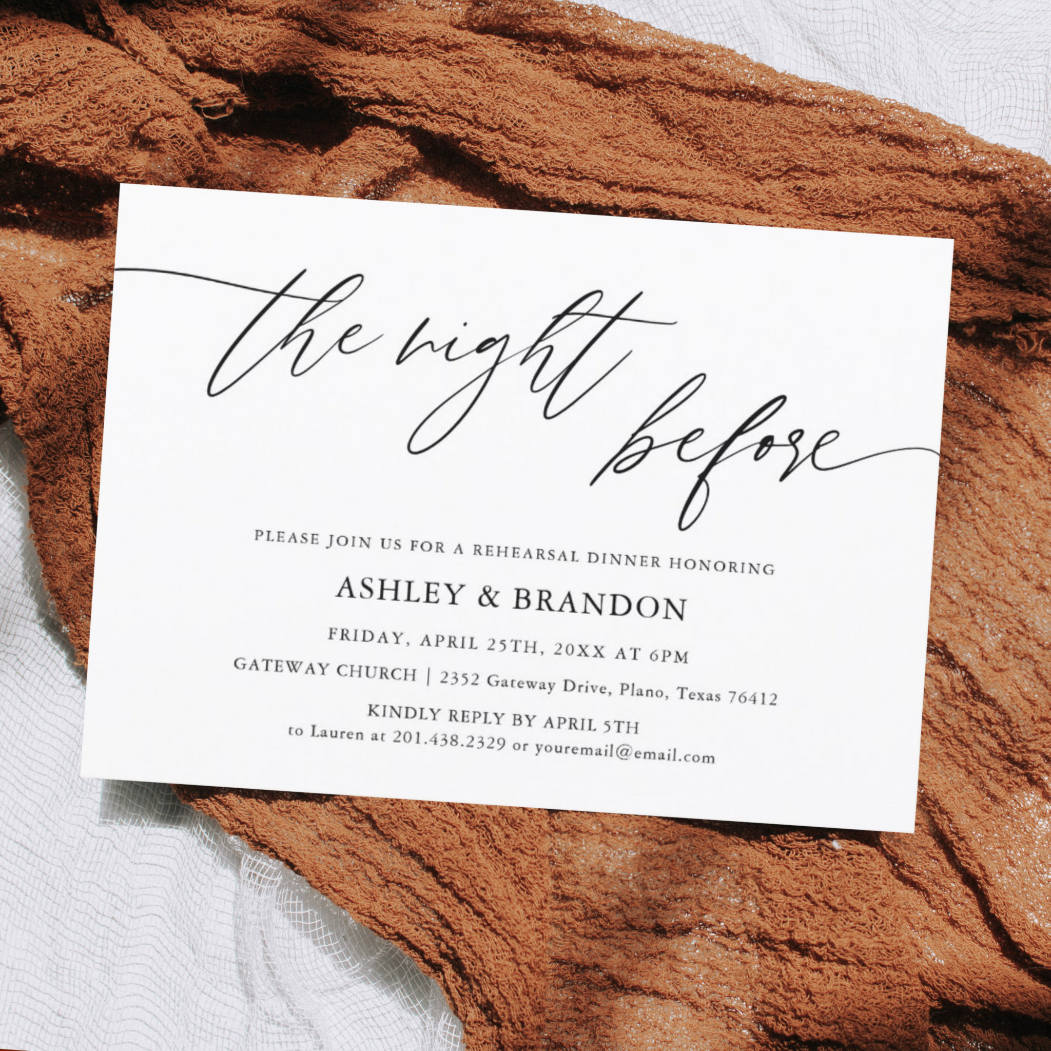 Rustic The Night Before Rehearsal Dinner Invitation