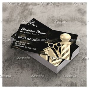 Gold Scissor Barber Pole Professional Barber Shop Business Card