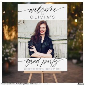 Modern Graduation Party Script Photo Welcome Foam Board