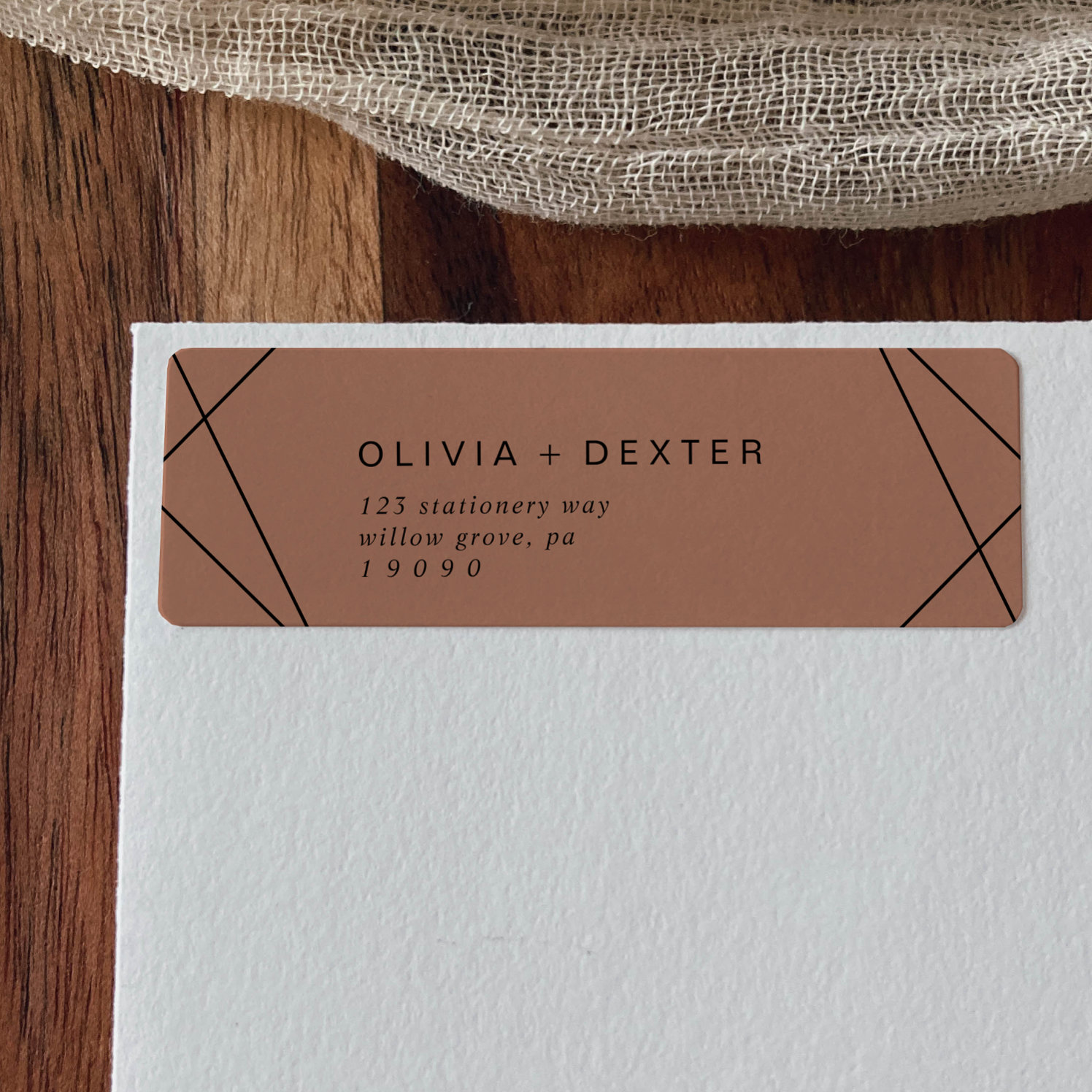 Modern Geometric Copper Return Address Label