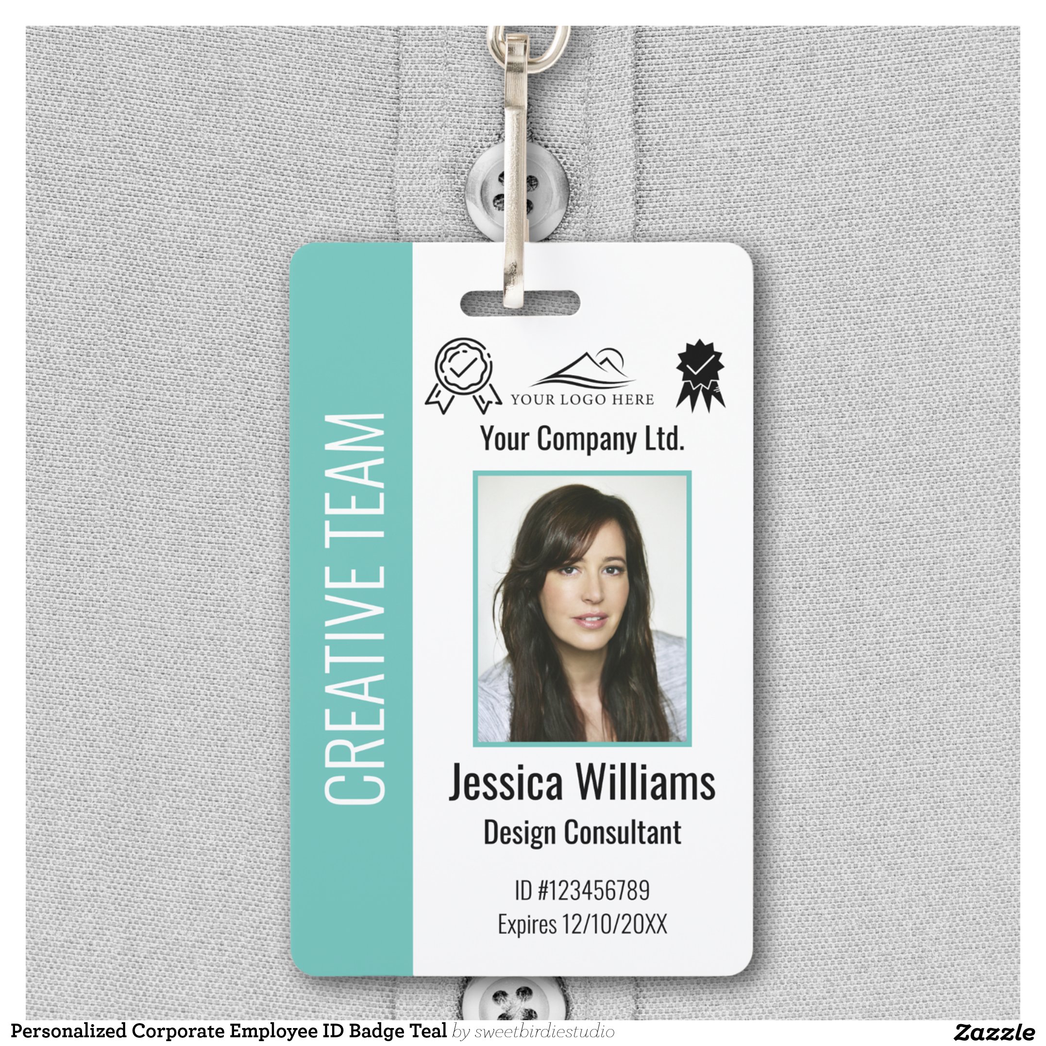 Personalized Corporate Employee ID Badge Teal