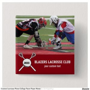 Custom Lacrosse Photo Collage Team Player Name Pinback Button