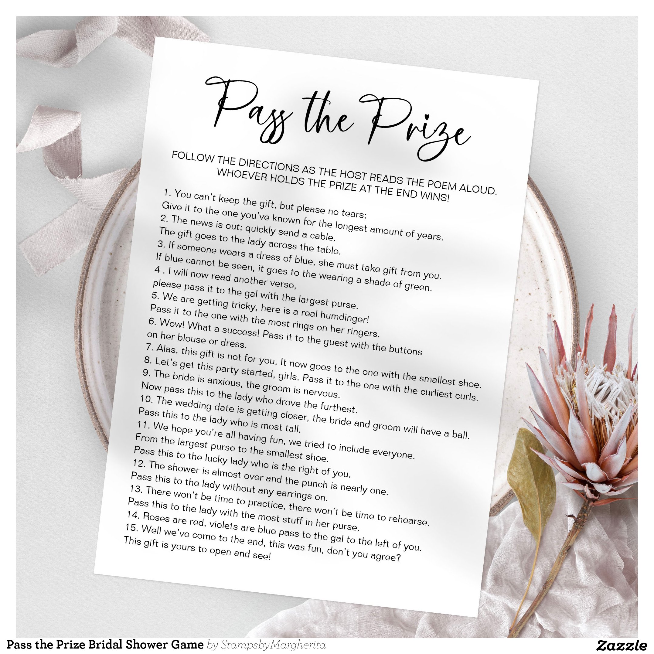 Pass the Prize Bridal Shower Game Invitation