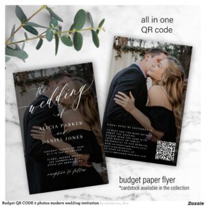 Budget QR CODE 2 photos modern wedding invitation Flyer