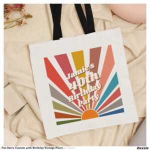 Fun Retro Custom 40th Birthday Vintage Photo Tote Bag