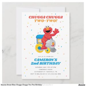 Sesame Street Elmo Chugga Chugga Two Two Birthday Invitation