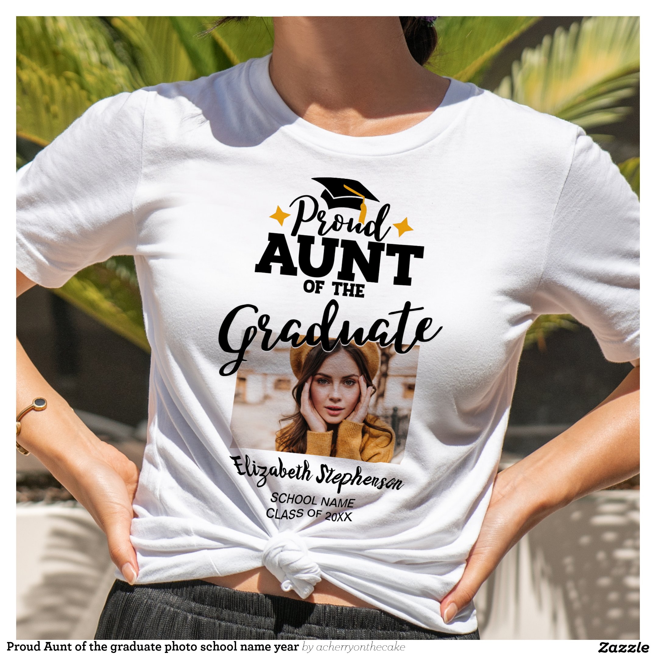 Proud Aunt of the graduate photo school name year T-Shirt