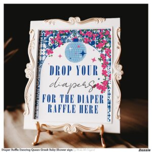 Diaper Raffle Dancing Queen Greek Baby Shower sign