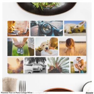 Placemat Your 10 Photo Collage White