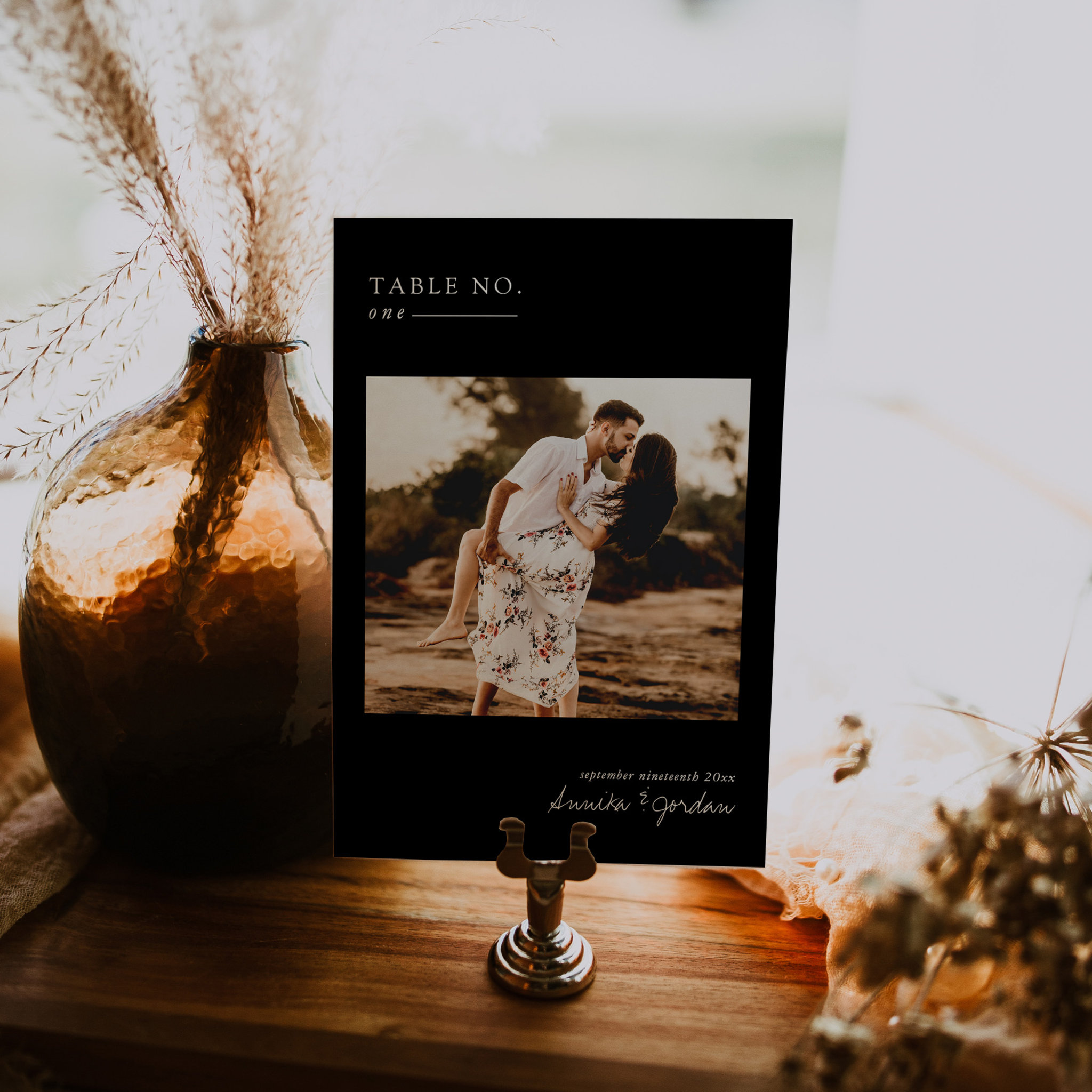 Modern Minimal Photo Table Number Card