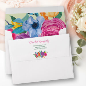 Fiesta Flowers Colorful Floral Return Address Envelope