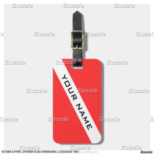 SCUBA DIVER. DIVERS FLAG PERSONAL LUGGAGE TAG